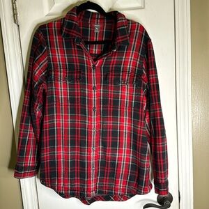 Eddie Bauer Plaid 100% Cotton Pockets Shirt Button Down Women Size Large